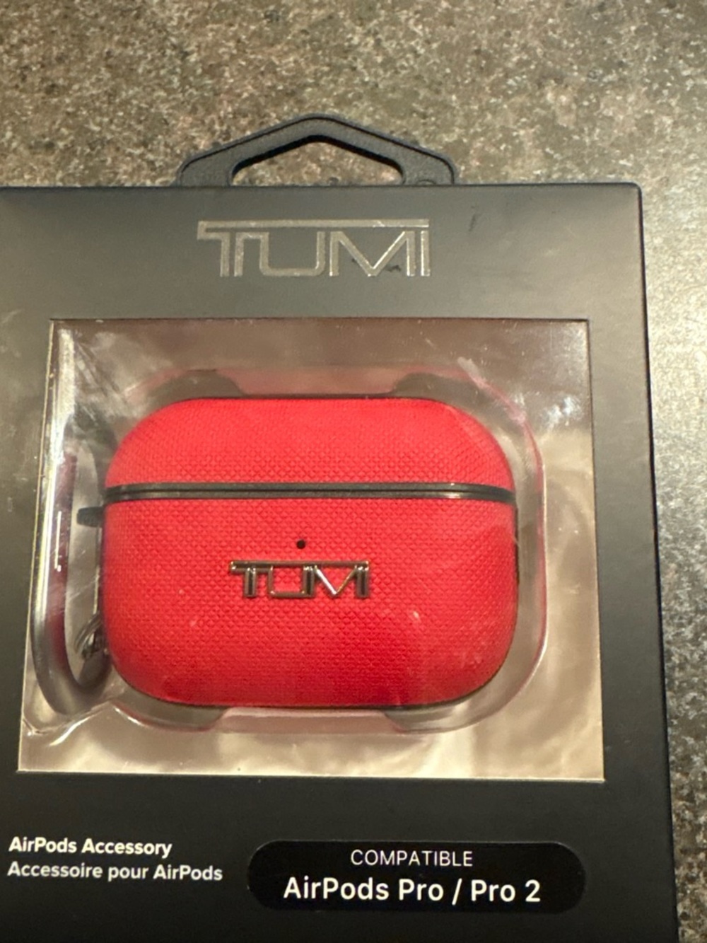 Tumi Red Fabric AirPods Pro / Pro 2 Case with Metal Logo